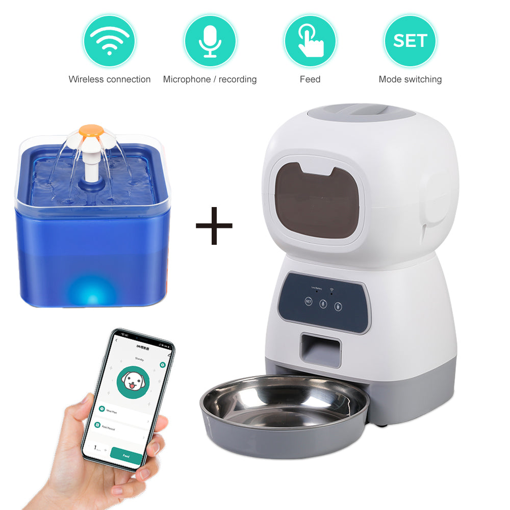 3.5L Automatic Pet Feeder with Wi-Fi App and 2L Water Fountain