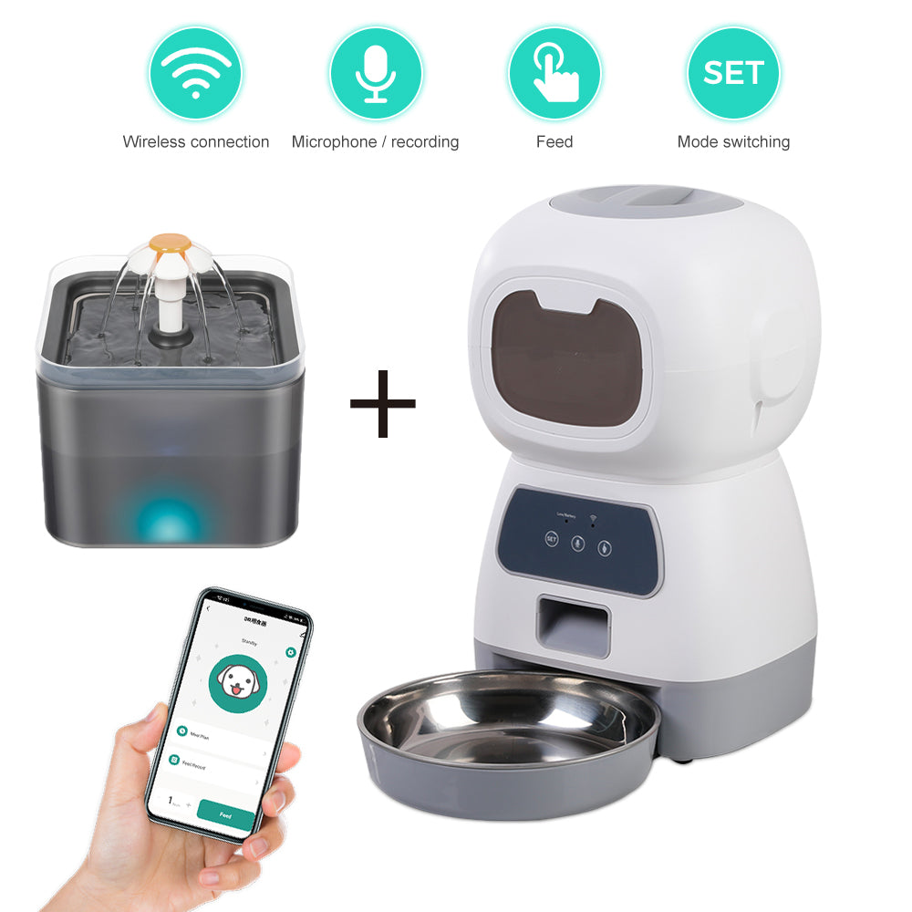 3.5L Automatic Pet Feeder with Wi-Fi App and 2L Water Fountain