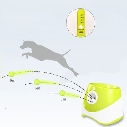 Automatic Tennis Ball Launcher for Dogs - 3 Distance Settings + 3 Balls