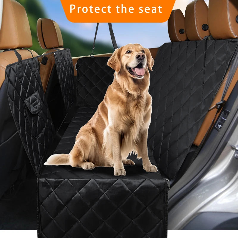 Dog Car Seat Cover - Hammock Style Back Seat Protector for Pet Travel