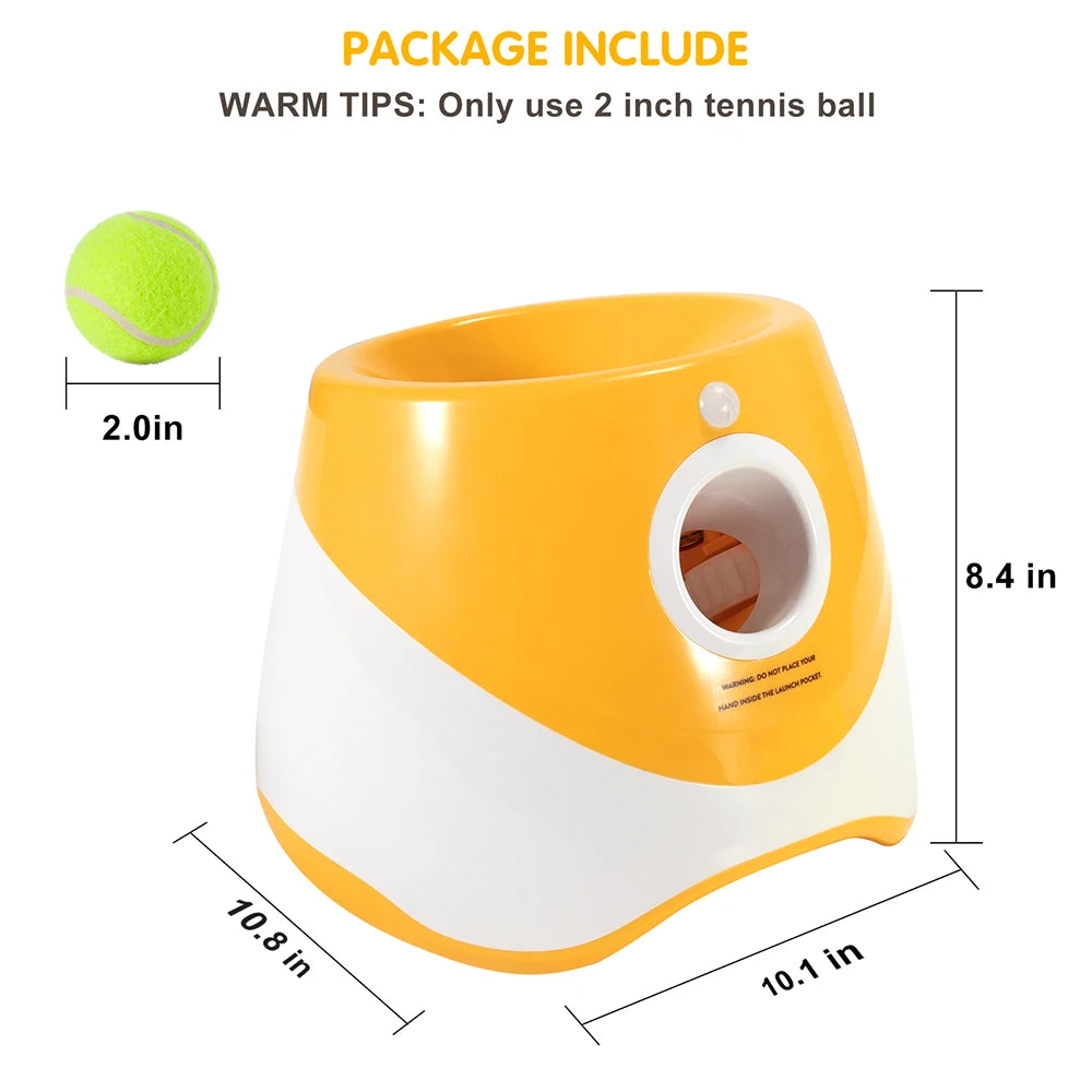 Automatic Tennis Ball Launcher for Dogs - 3 Distance Settings + 3 Balls