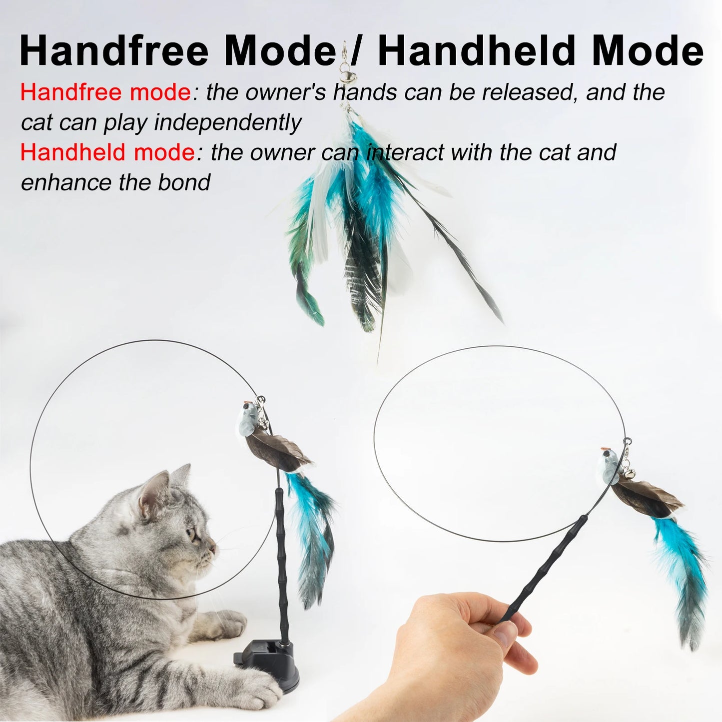 Bird/Feather Cat Wand with Bell