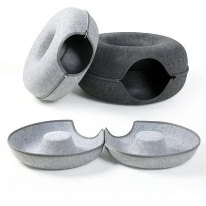 Cute Donut Cat Bed & Tunnel Toy