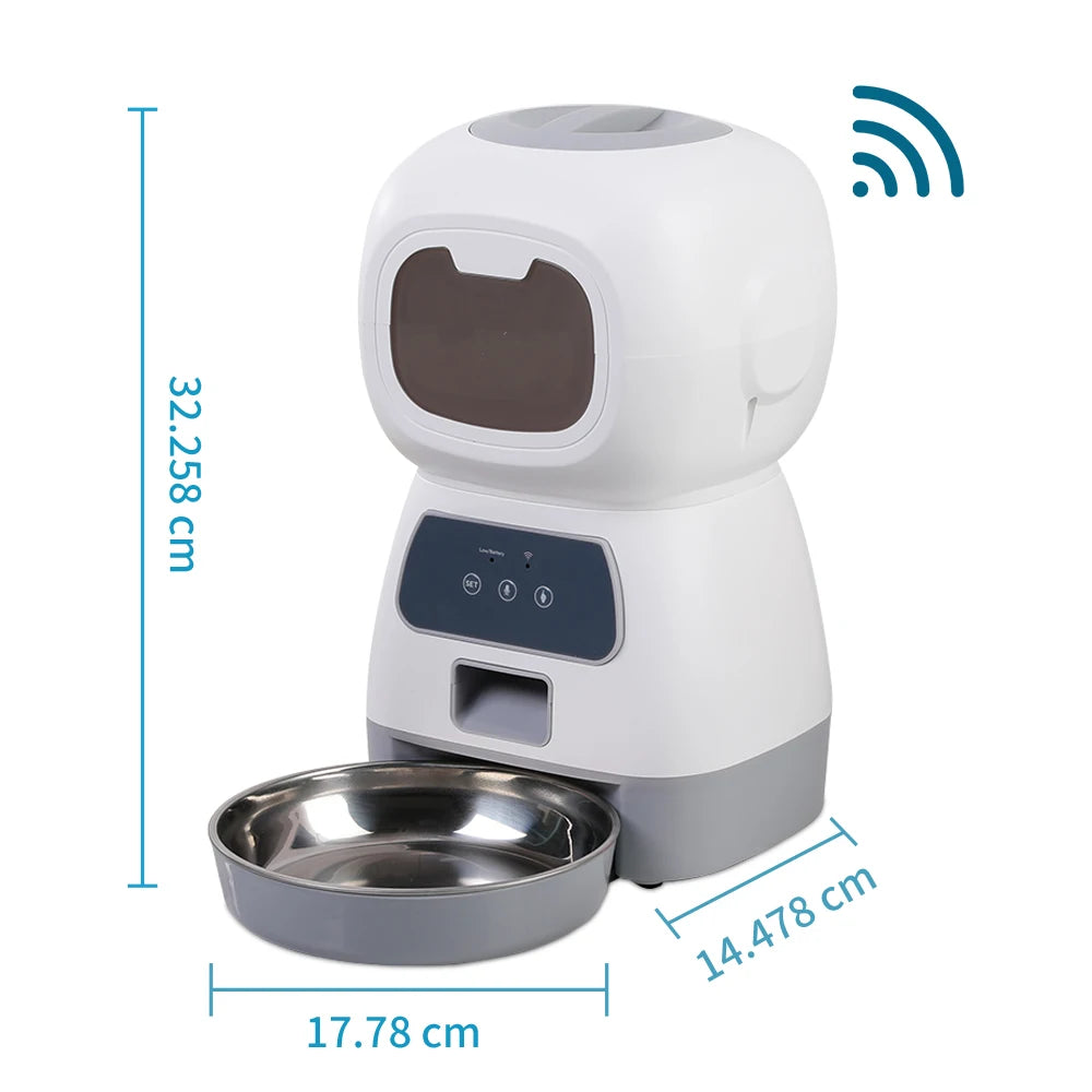 3.5L Automatic Pet Feeder with Wi-Fi App and 2L Water Fountain