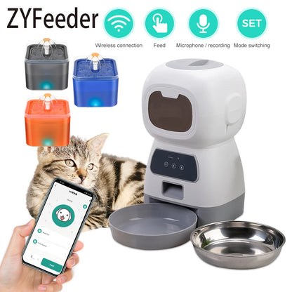 3.5L Automatic Pet Feeder with Wi-Fi App and 2L Water Fountain